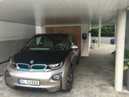 Photo: Electric car charging in carport